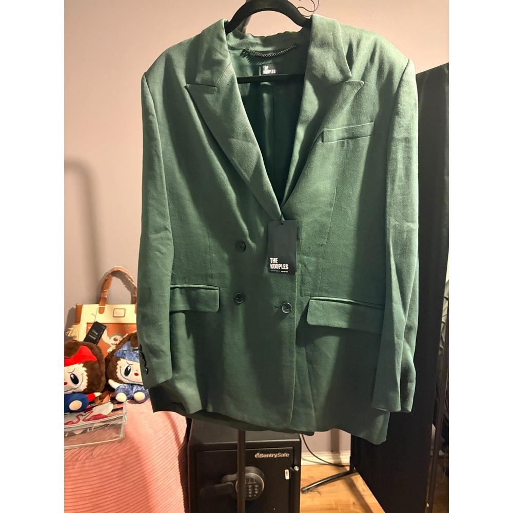 The Kooples Green Double Breast Lined Blazer with Pockets Sz 9 Retail $595